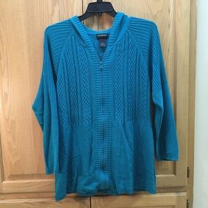 Lane Bryant cable knit cardigan sweater with hood